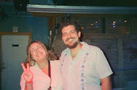 a man and a woman posing for a picture