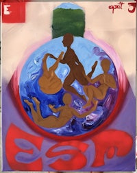 a painting of a woman and a man on a canvas