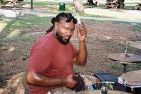 a man playing drums