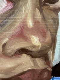 a painting of a woman laying on a bed